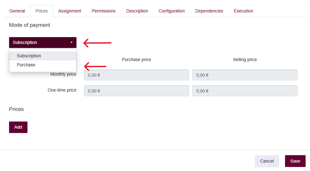 One-Time Billing for Prices